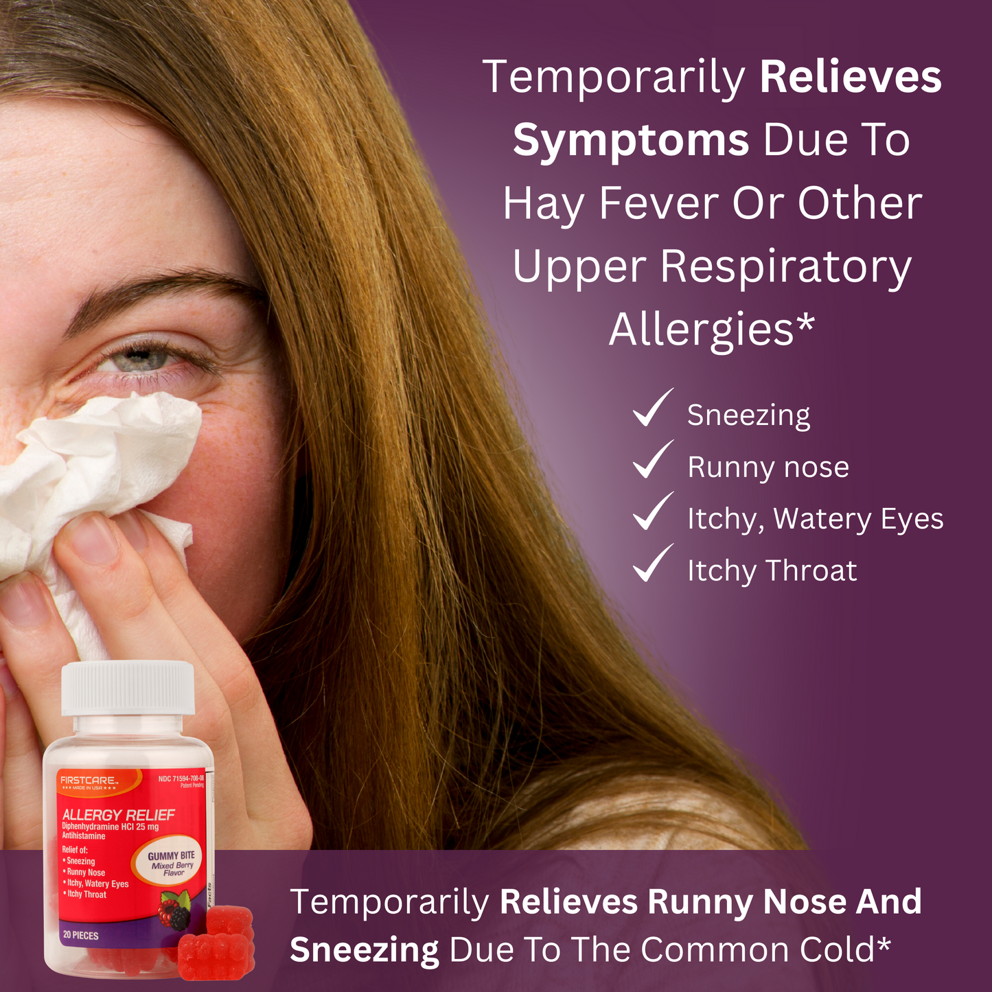 FirstCare® Allergy Relief Soft Chews - Diphenhydramine HCl, 25 mg | Antihistamine (20 Count)