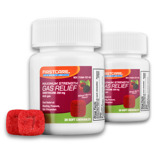 2 Bottles of Gas Relief Simethicone 250 mg Soft Chewable