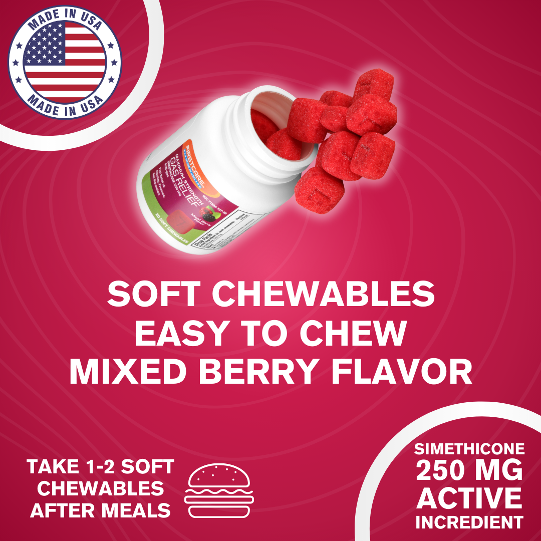 When you feel bloated and discomfort from eating a hearty meal, you can take a gas relief soft chew to feel relief from a gassy stomach