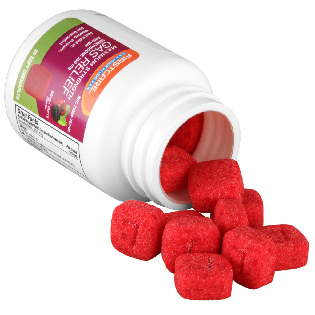FIRSTCARE Maximum Strength GAS RELIEF Simethicone 250 mg Soft Chewable (20 count)