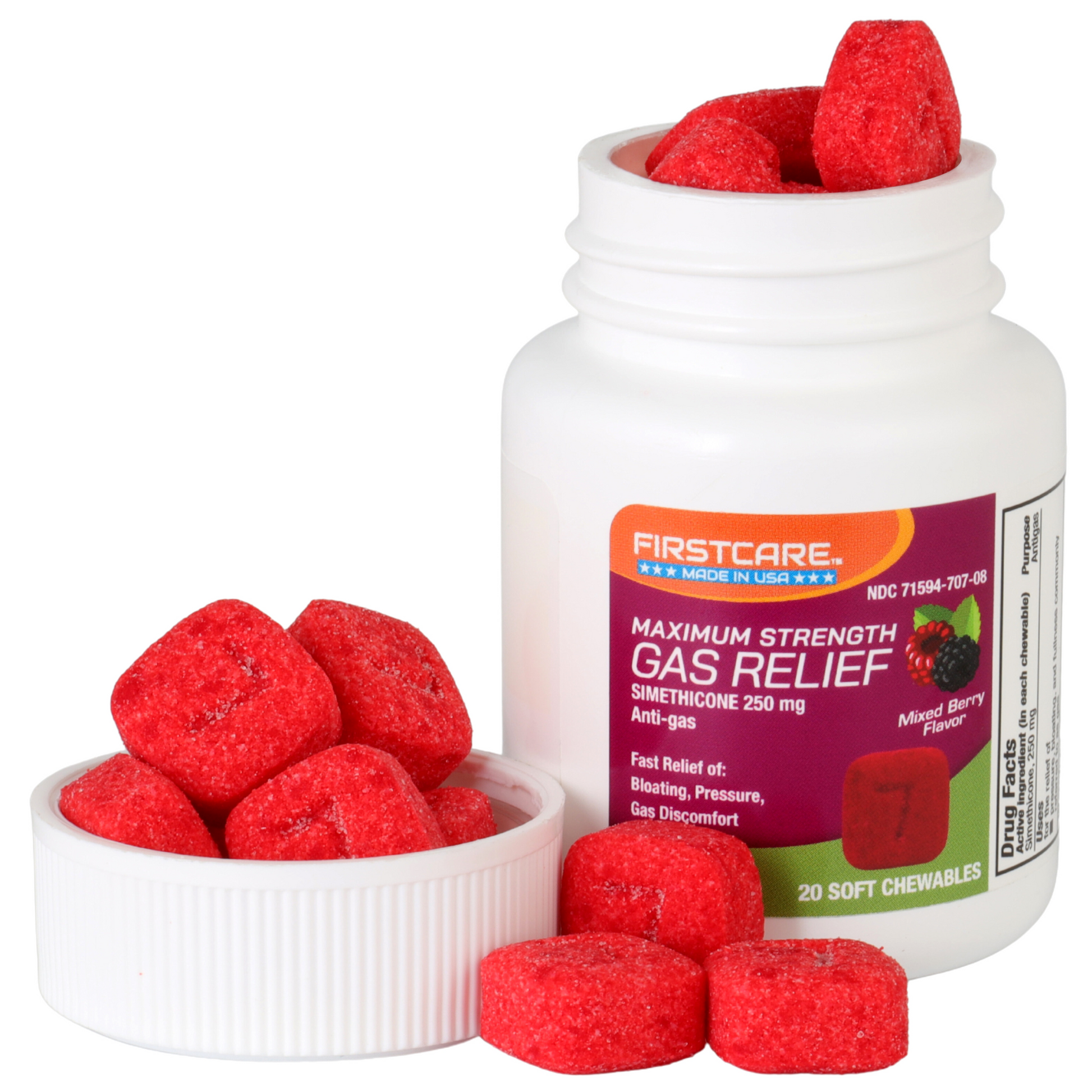 Easy to take as chewables with a pleasant taste.  Very helpful in relieving the gas pains