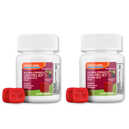 2 Bottles of Gas Relief Simethicone 250 mg Soft Chewable