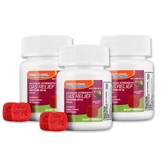 3 Bottles of Gas Relief Simethicone 250 mg Soft Chewable