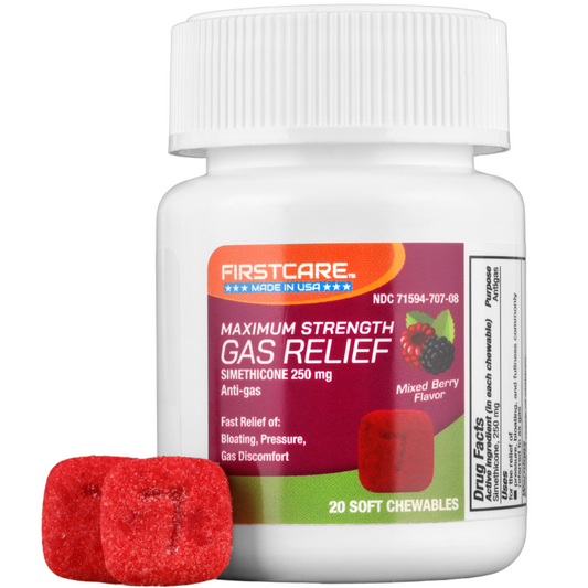 FirstCare® Maximum Strength GAS RELIEF Soft Chewables - Simethicone 250 mg, Anti-gas (20 count)