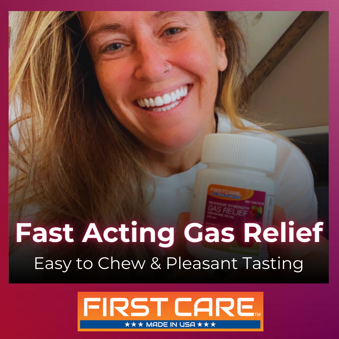  Fast acting, better than other named brands gas relief. No water needed for these chews.  easy to take they are good for people who have a hard time swallowing traditional pills and gel tabs. They are easy for younger people to take as well.